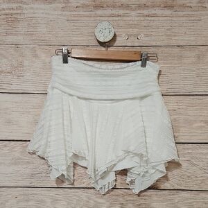 Cotton Candy White Asymmetrical Handkerchief Hem Skirt